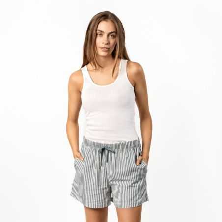 Short de pyjama "TRICIA" bleu ciel à rayures blanches