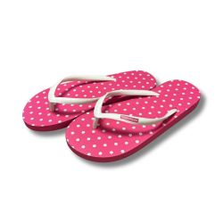Tongs rose pois blanc