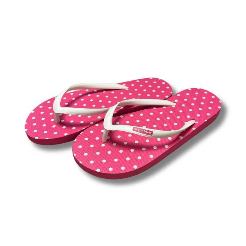 Tongs rose pois blanc
