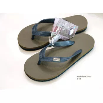 Tongs gris foncé et marron