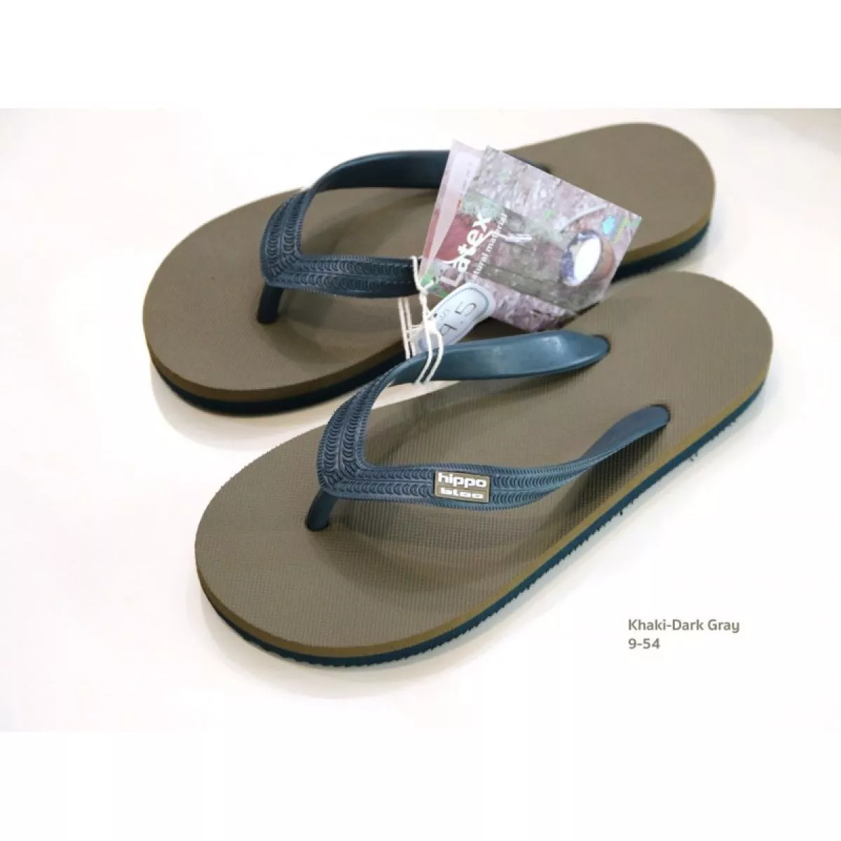 Tongs gris foncé et marron