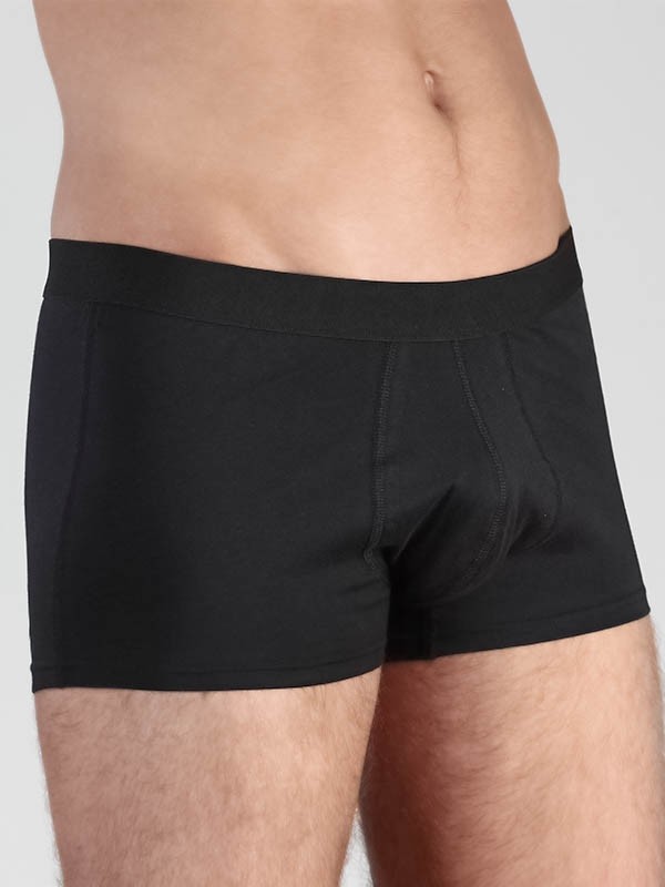 Boxer court coton bio ceinture elastique plate Noir Comptoir Biosud