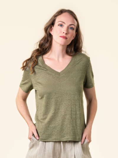 T-shirt "TALIDA" en 100% lin, vert, VEGAN