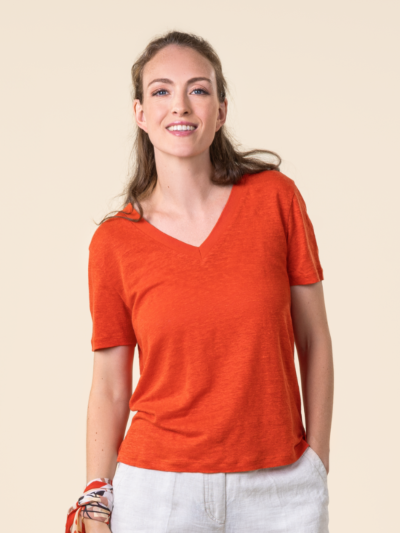 T-shirt "TALIDA" en 100% lin, poincana red, VEGAN