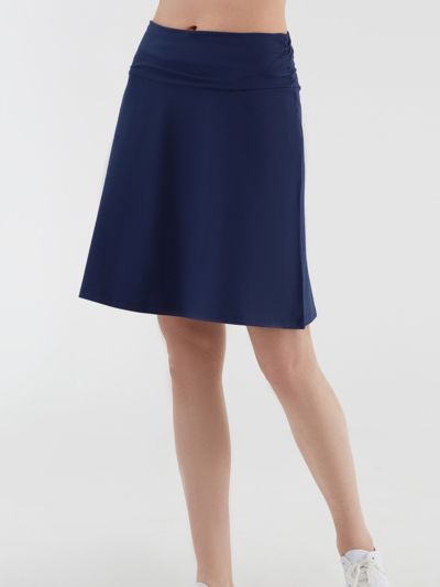 Jupe jersey coton bio, taille froncée, GOTS, marine