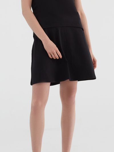 Jupe jersey coton bio, taille froncée, GOTS, noir