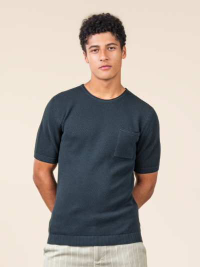 T-shirt "THAISEN" en 100% de coton bio, bleu marine, GOTS et VEGAN