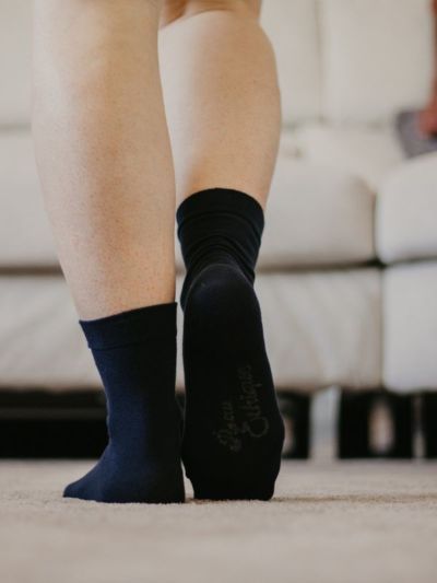 Chaussettes Hautes en 98 % de coton bio, bleu marine