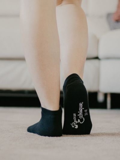 Chaussettes basses en 98 % de coton bio, noir