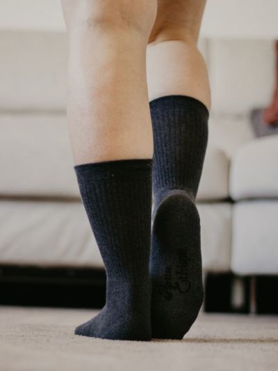 Chaussettes Hautes "Bouclette" en 98 %de coton bio, gris