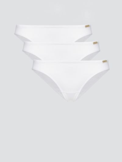Lot de 3 culottes jazz blanches, 92% coton bio, GOTS, fairtrade