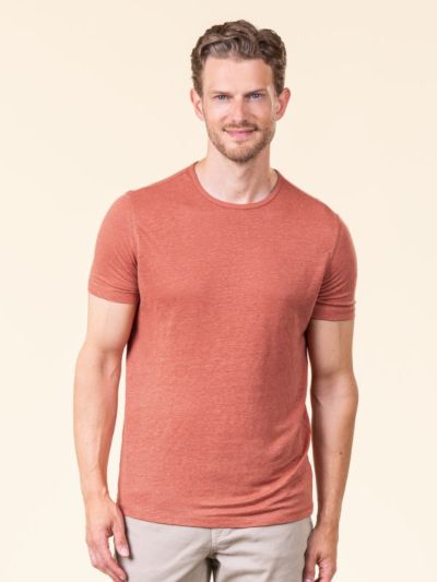 T-shirt "ANDY" en 100% lin, flamme, VÉGÉTALIEN