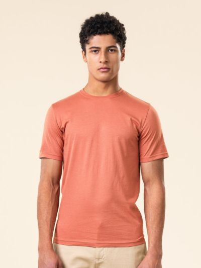 T-shirt "THERREL" en 100 % de coton bio, orange, GOTS et VÉGÉTALIEN
