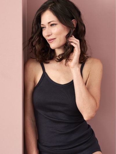 Débardeur bretelles, Noir, JULIA, GOTS et VEGAN