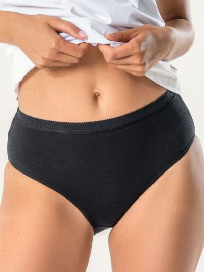 Lot de 3 slips "POLLY" 95 % coton bio et 5 % élasthanne noir, GOTS et VEGAN