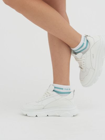 Lot de 2 Chaussettes Sneaker, Bleu et Blanc, ORELL, GOTS et VEGAN