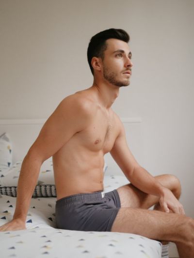 Boxer en coton bio, gris, homme