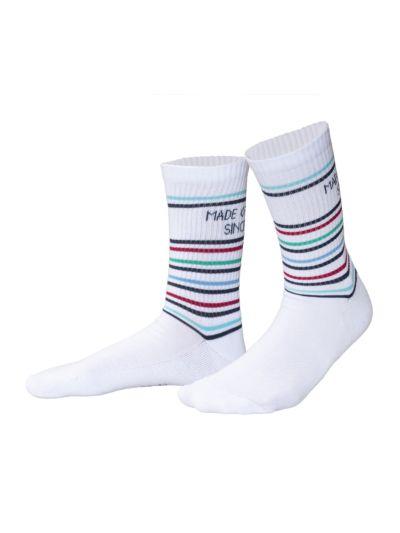 Chaussettes en coton bio, "hautes" blanc/multicolores GOTS et VEGAN