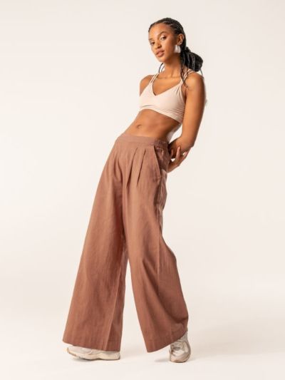 Pantalon, Marron, Coton bio et Lin bio, DUYEN, VEGAN