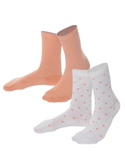 Lot de 2 paires Femme Saumon / Blanc cassé GOTS et VEGAN