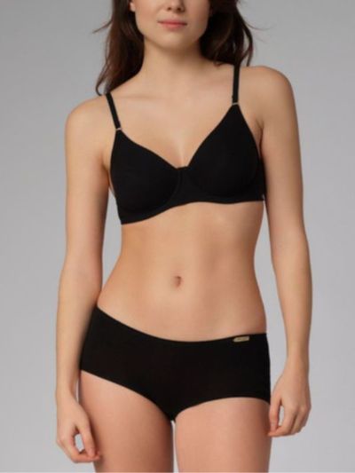 Soutien-gorge avec armatures en 92% de coton bio, noir, Fairtrade, GOTS