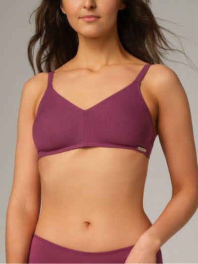 Soutien-gorge sans armatures en 92% de coton bio, bordeaux, Fairtrade, GOTS