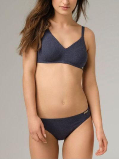 Soutien-gorge sans armatures en 92% de coton bio, bleu marine, Fairtrade, GOTS