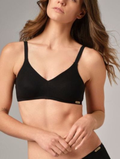 Soutien-gorge sans armatures en 92% de coton bio, noir, Fairtrade, GOTS