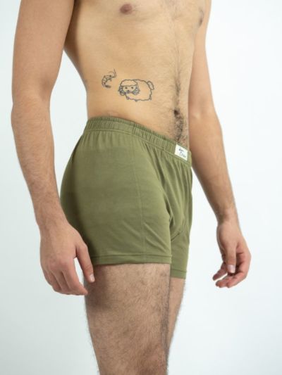 Boxer en coton bio, olive, homme
