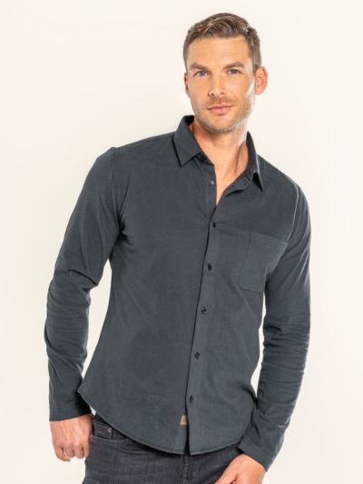 Chemise "SID" en 100% de coton bio, bleu, GOTS et Vegan