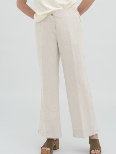 Pantalon 100% lin, chambray naturel, VEGAN