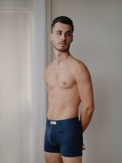 Boxer en coton bio, bleu, homme