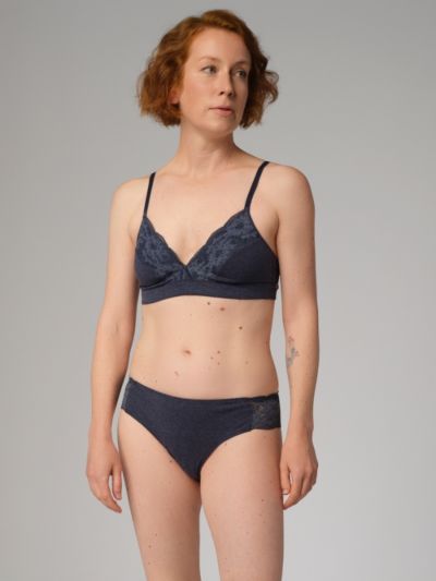 Culotte brief, couleur bleu marine chiné,  coton biologique, GOTS, Fairtrade