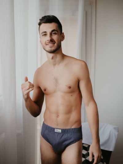 Slip en coton bio, gris, homme