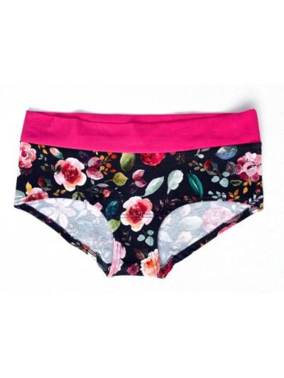 Culottes "Navy Bouquet", 95% de coton, Noir, GOTS