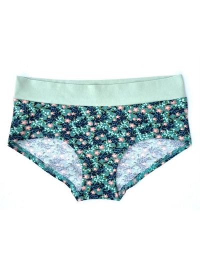 Culottes "Tiny Flowers", 95% de coton, vert, GOTS