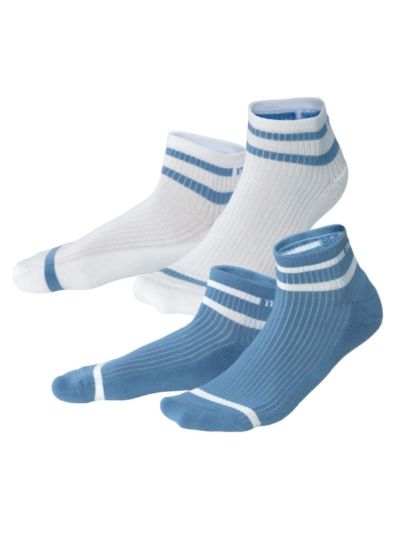 Lot de 2 paire en coton bio, bleu azure / blanc GOTS et VEGAN