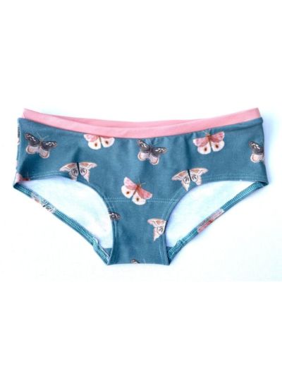 Ligne "Butterflies" culotte 95% de coton bio, rose et bleu