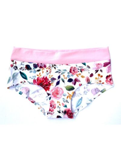 Culotte "Fleurs" 95% de coton bio, blanc, GOTS