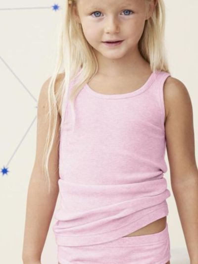 Débardeur 100% coton bio, fille, rose chiné, GOTS