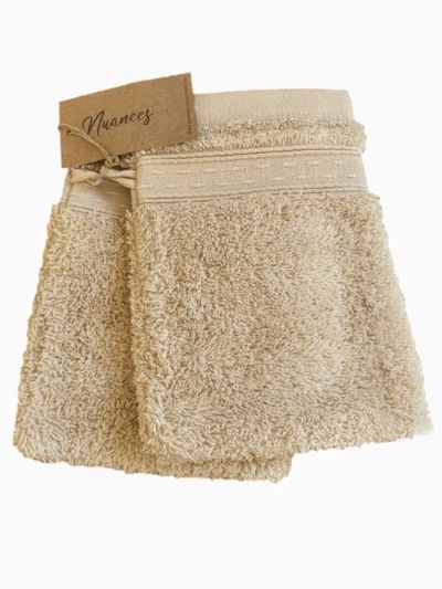 Lot de 2 Gants 100% coton bio 600 gr/m2, macadamia, fabriqué au Portugal, GOTS