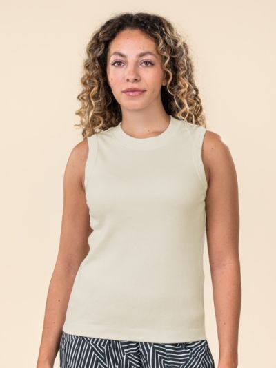 Haut "RITA" en 100% de coton bio, crême, GOTS