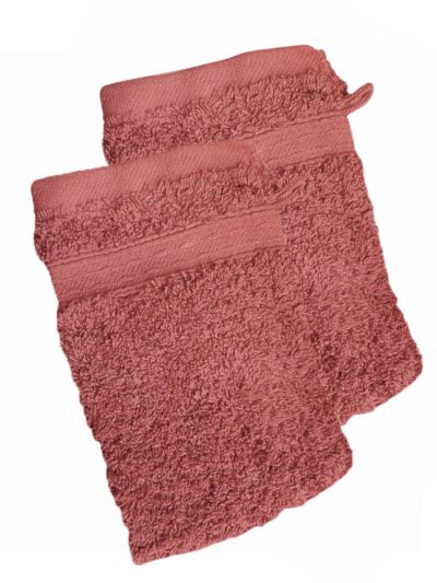 Lot de 2 gants 100% coton bio 600 gr/m2, rose fumé fabriqué au Portugal, GOTS
