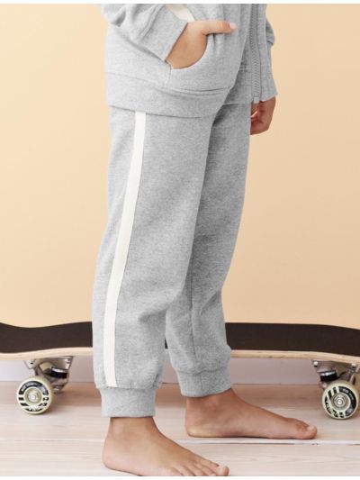 Pantalon jogging 100% coton bio unisexe enfant, gris chiné