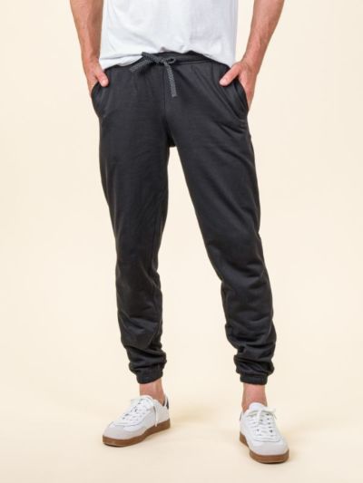 Pantalon sport 100% coton bio (300 g/m2) homme noir, GOTS et VEGAN