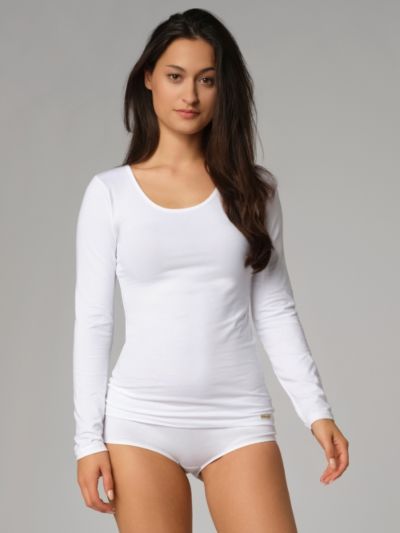 T-shirt à manche longue blanc, 92% coton bio, GOTS, Fairtrade